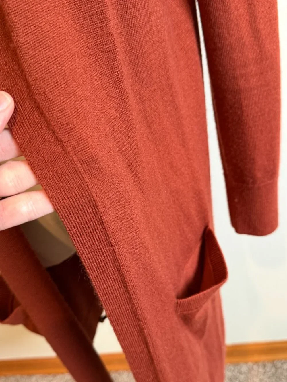 Halogen Merino Wool Blend Cardigan Orange Red Size M - Picture 5 of 7